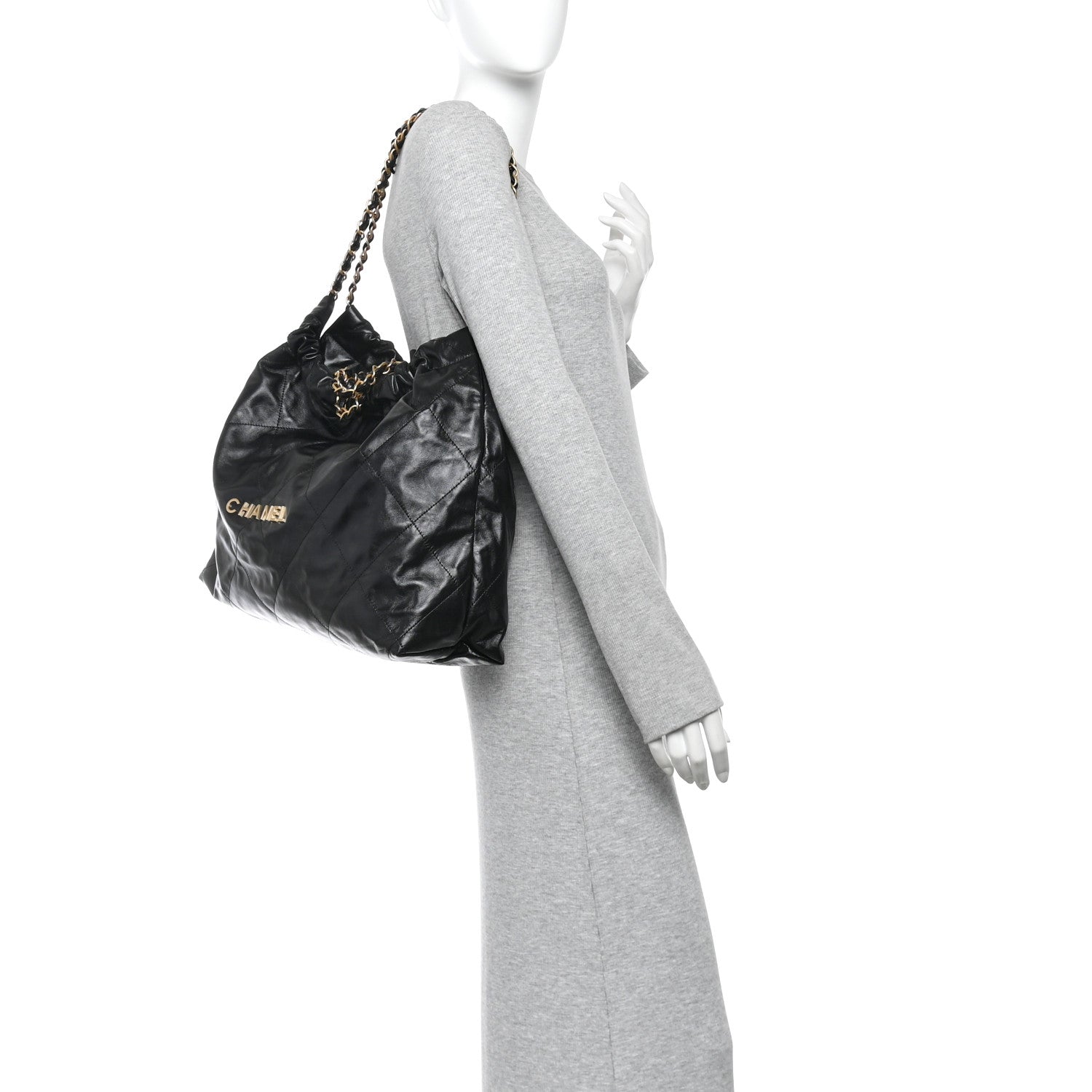 Chanel Shiny Calfskin Quilted Large Chanel 22 East West  Black 2 of 10