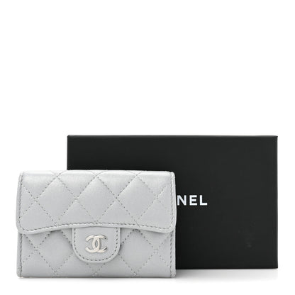 Chanel Metallic Lambskin Quilted Flap Card Holder Wallet Silver 11 of 11