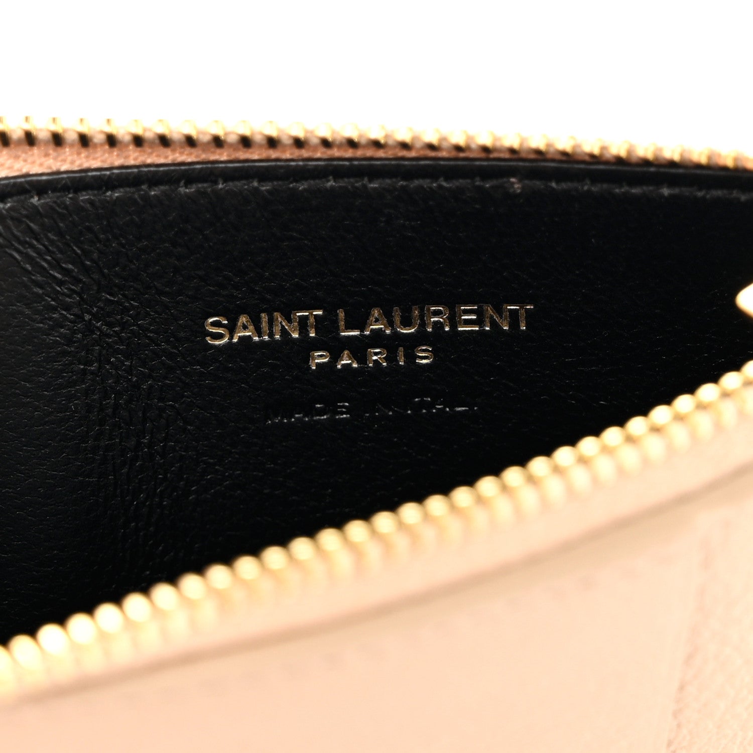 Saint Laurent Grained Calfskin Monogram 5 Fragments Zip Pouch Card Holder Beige 6 of 7