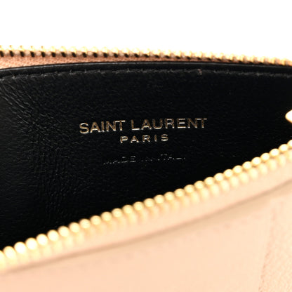 Saint Laurent Grained Calfskin Monogram 5 Fragments Zip Pouch Card Holder Beige 6 of 7