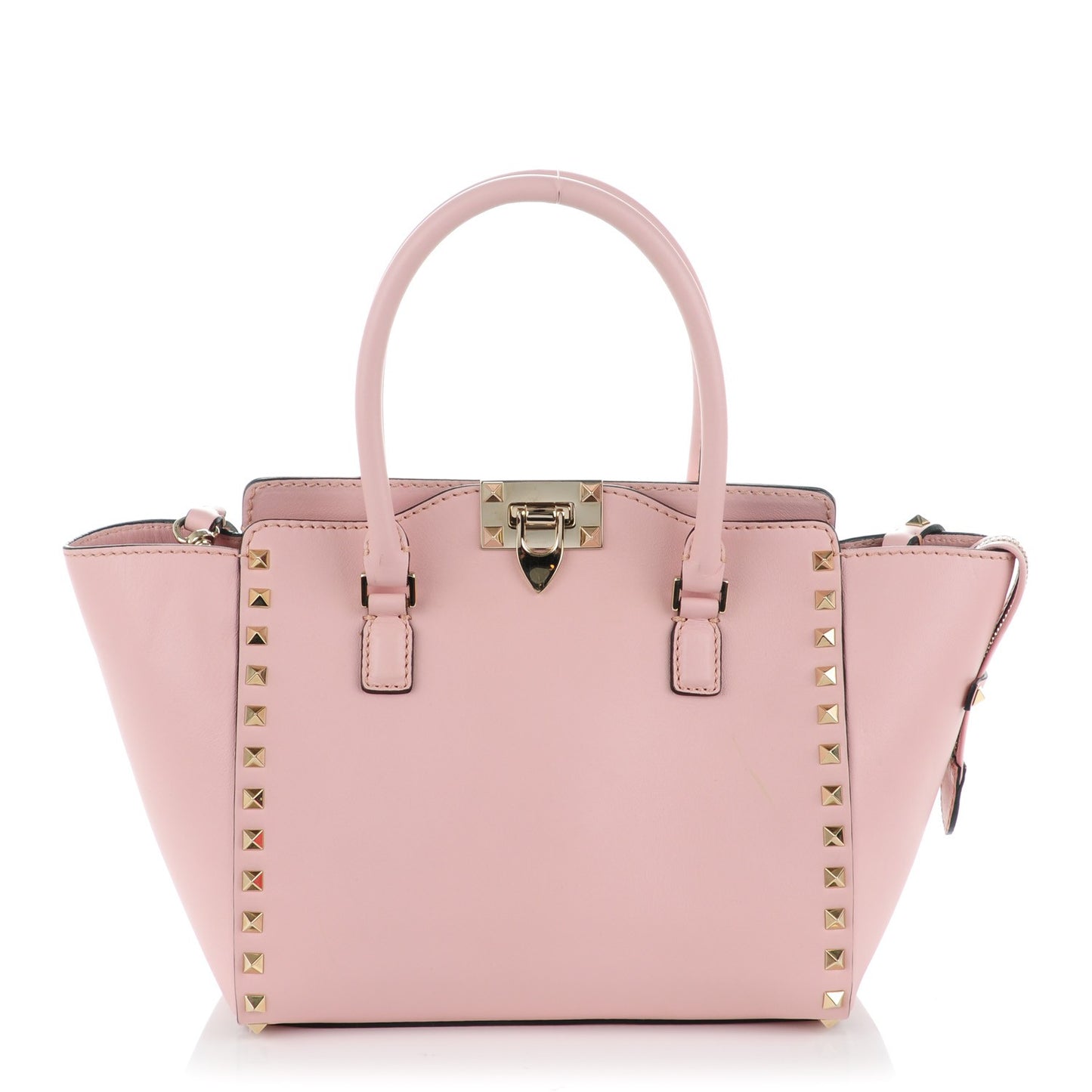 Vitello Small Rockstud Double Handle Tote Rose