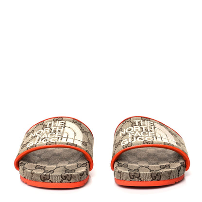 Gucci X NORTH FACE Canvas GG Monogram Womens Slide Sandals 39 Beige Mystic White Deep Orange 2 of 8