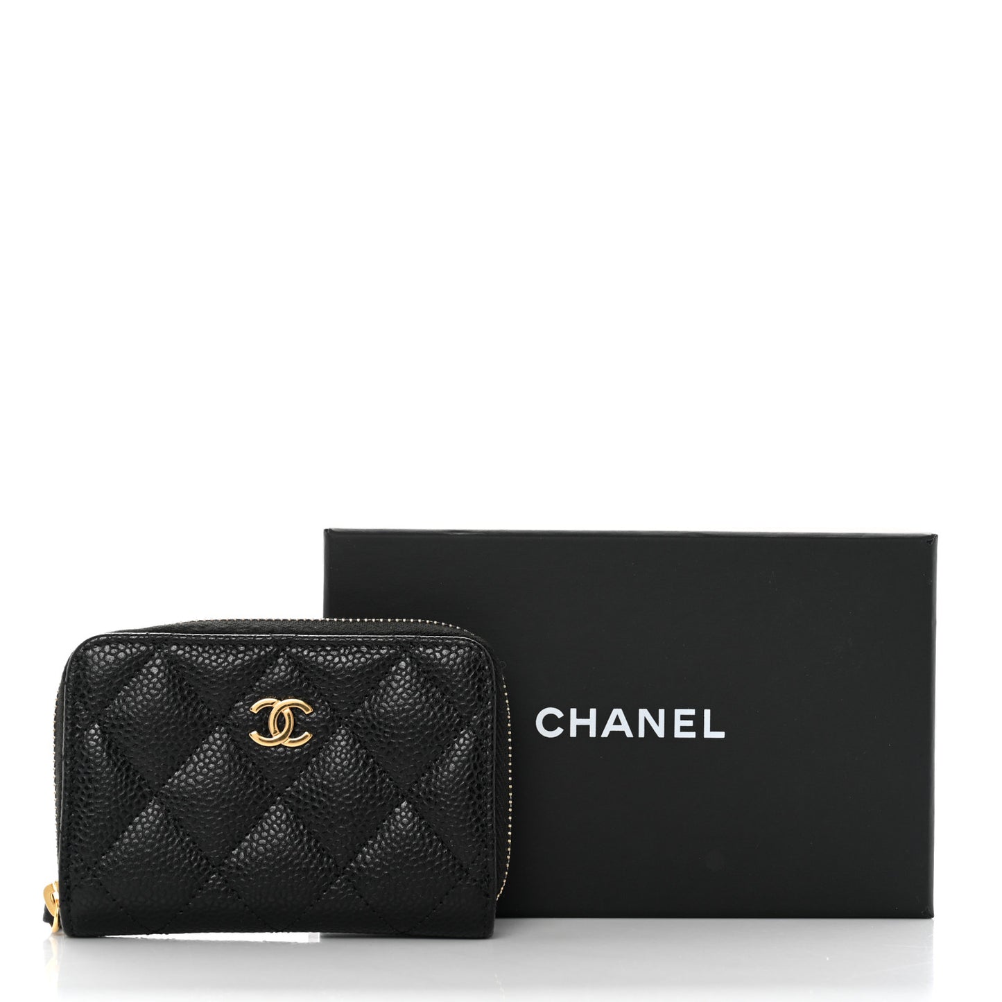 Caviar Quilted Classic Zipped Coin Purse Black