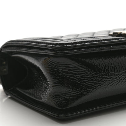 Chanel Distressed Patent Quilted Medium Boy Flap Black 9 of 10