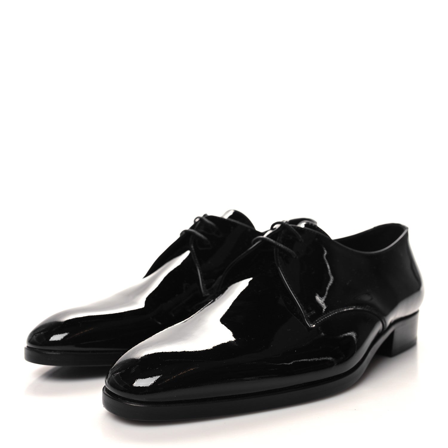 Saint Laurent Patent Lace Up Wyatt 25 Derby Shoes 41 Black 3 of 9