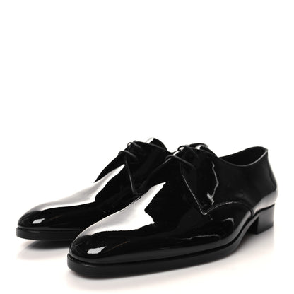 Saint Laurent Patent Lace Up Wyatt 25 Derby Shoes 41 Black 3 of 9