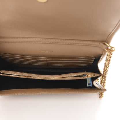 Saint Laurent Lambskin Diamond Quilted Becky Chain Wallet Gold Sand 5 of 10
