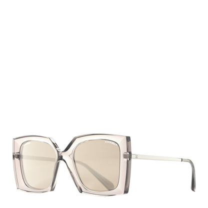 Chanel 18K White Gold Mirror Square Sunglasses 6051 Gray 1 of 6