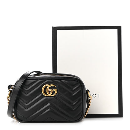 Gucci Calfskin Matelasse Mini GG Marmont Chain Shoulder Bag Black 11 of 11