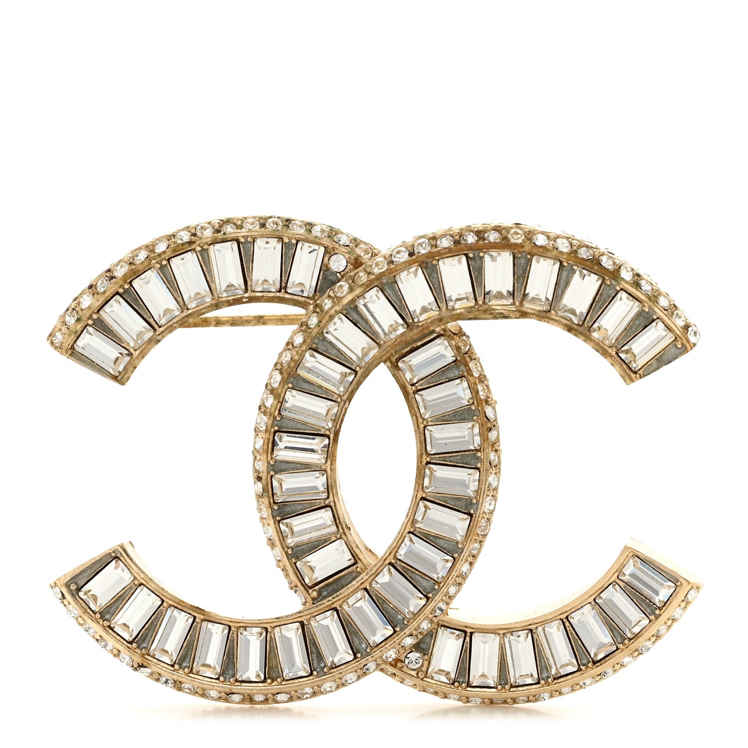 Chanel Baguette Crystal CC Brooch Gold 1 of 5