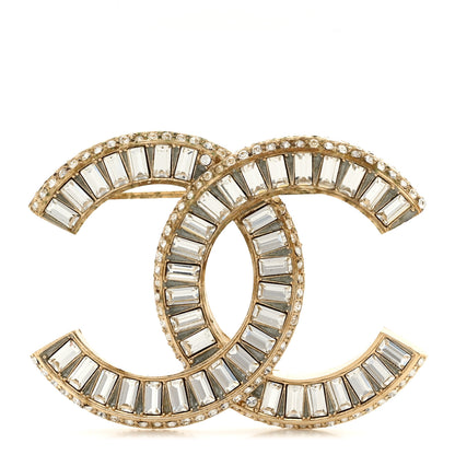 Chanel Baguette Crystal CC Brooch Gold 1 of 5