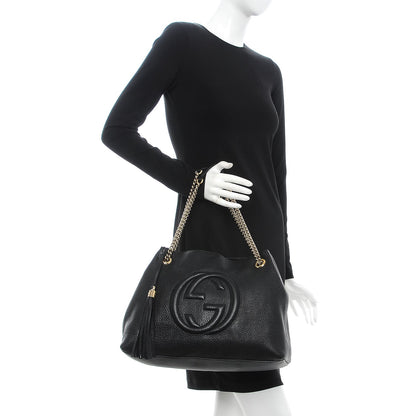 Gucci Pebbled Calfskin Medium Soho Chain Shoulder Bag Black 2 of 10