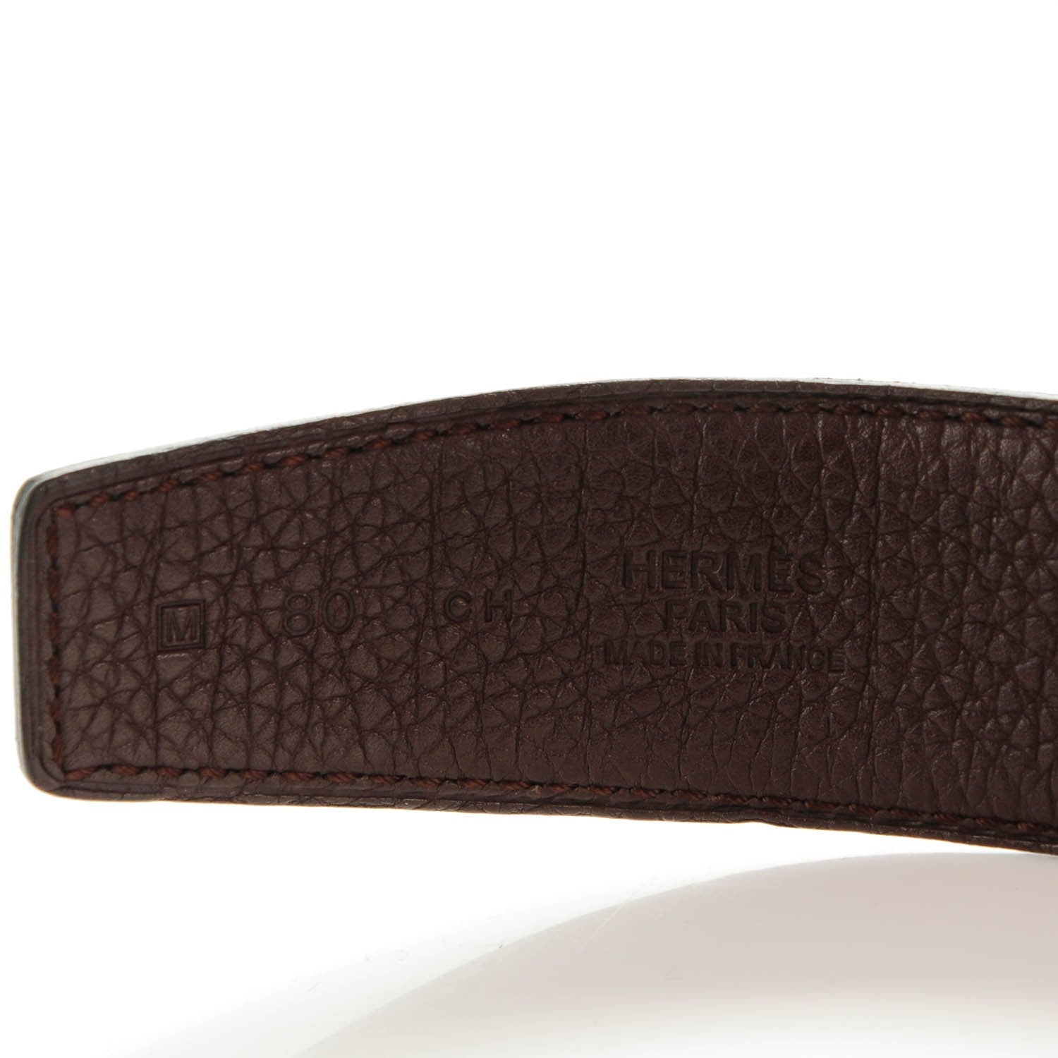 Hermes Box Togo Strie 32mm H Belt 80 Black Chocolate 4 of 6