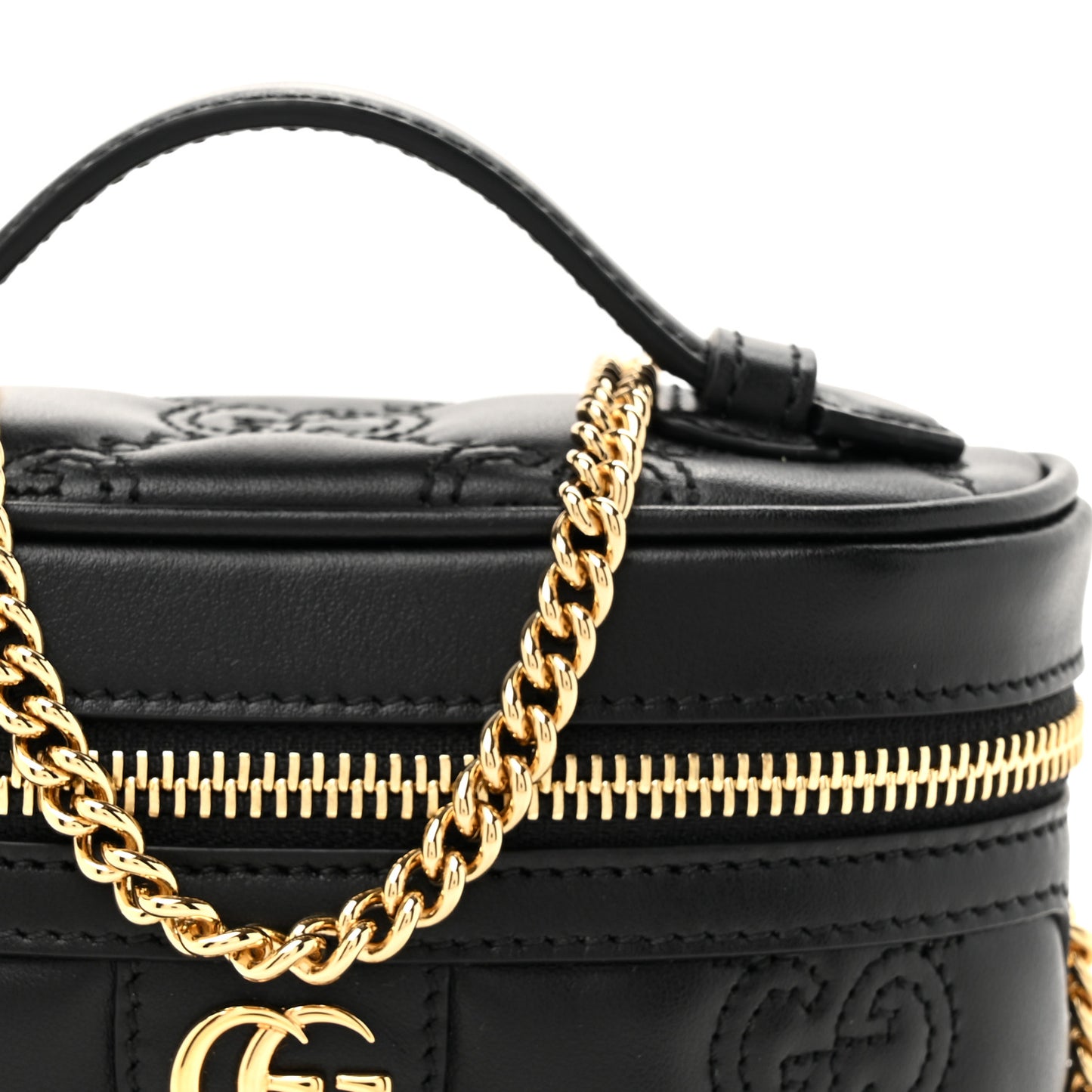 Calfskin GG Matelasse Mini Top Handle Bag Black