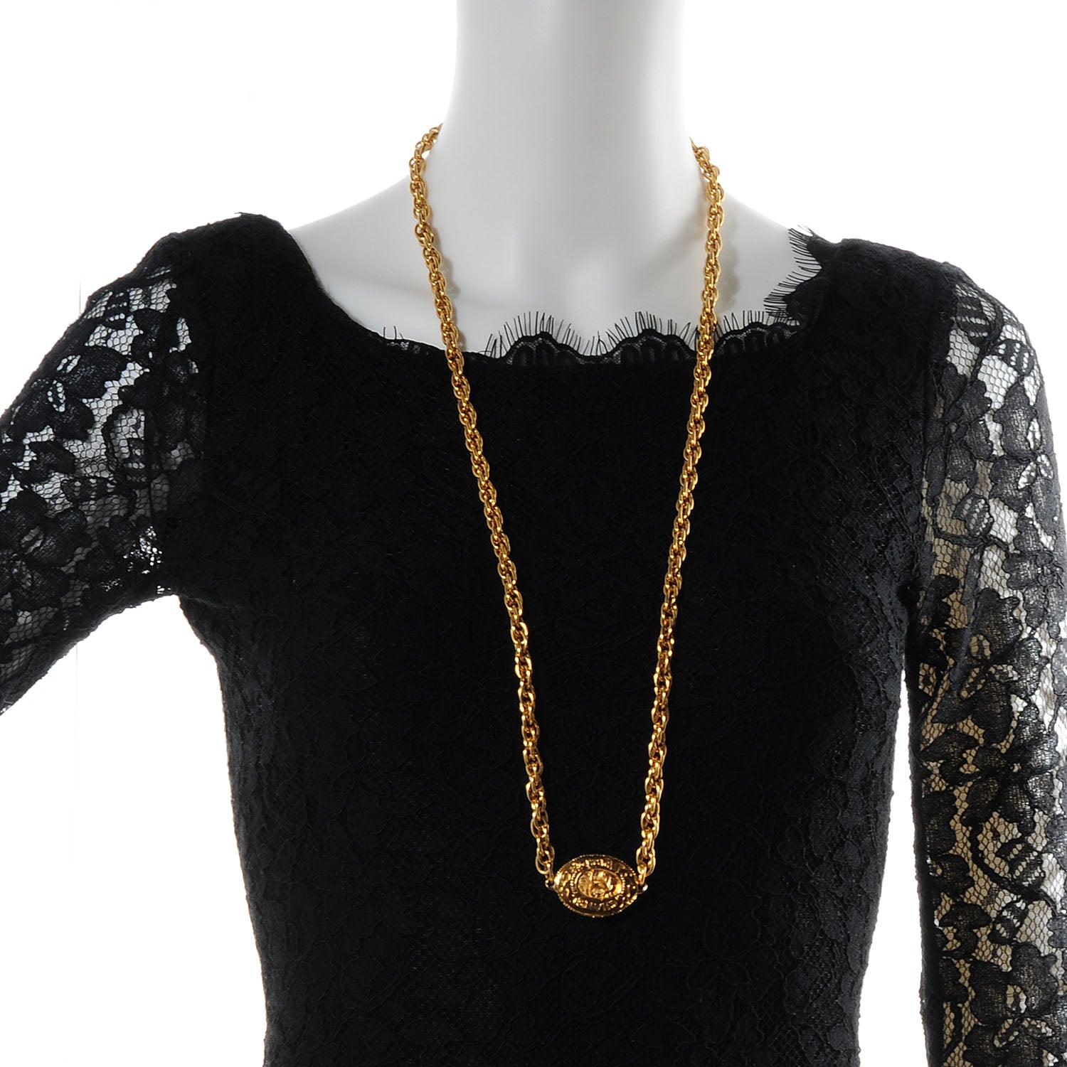 Chanel CC Chain Necklace Gold 2 of 6