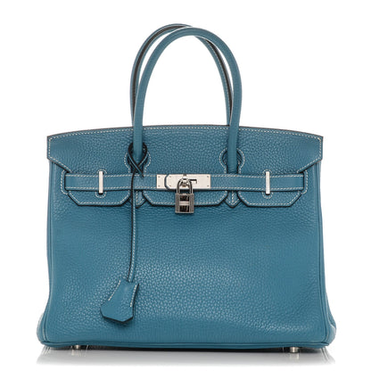 Hermes Taurillon Clemence Birkin 30 Blue Jean 1 of 28