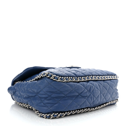 Chanel Washed Lambskin Quilted Chain Around Maxi Flap Light Blue 5 of 11