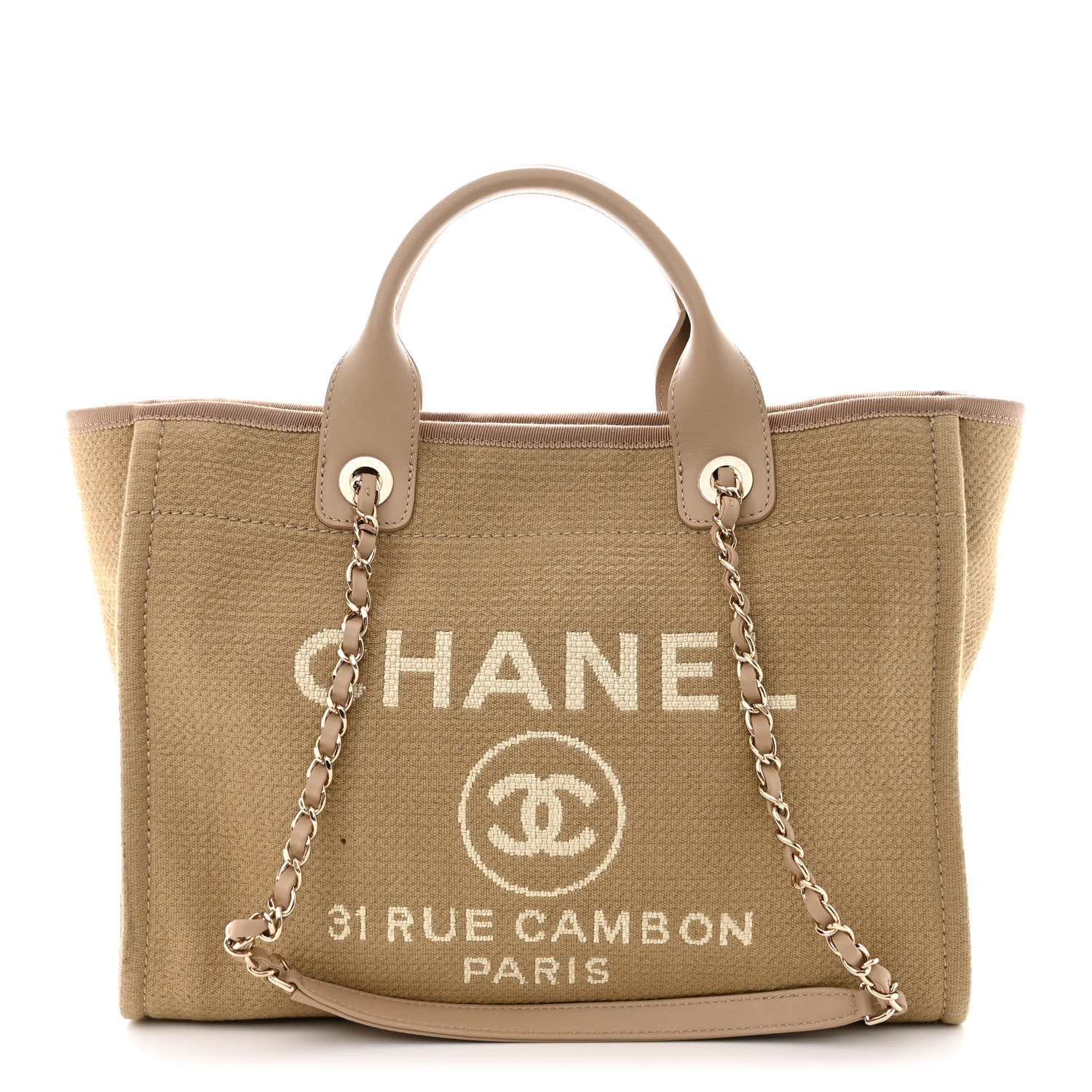 Chanel Mixed Fibers Small Deauville Tote Beige 3 of 14