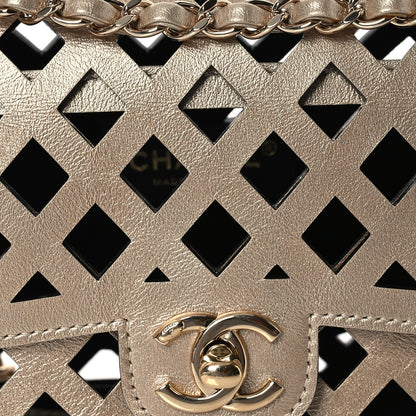 Chanel Metallic Lambskin Small Sea Through Flap Gold Black 11 of 18
