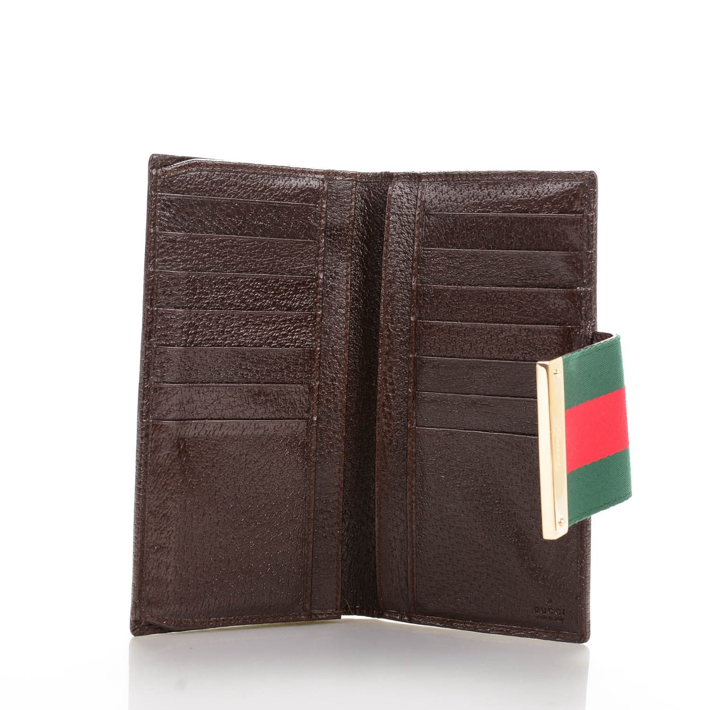 Monogram Calfskin Ladies Web Continental Wallet Beige Ebony Cocoa
