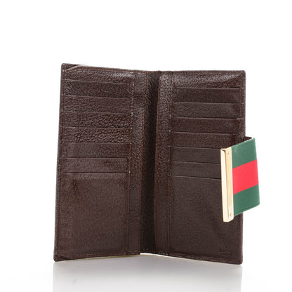 Gucci Monogram Calfskin Ladies Web Continental Wallet Beige Ebony Cocoa 5 of 7