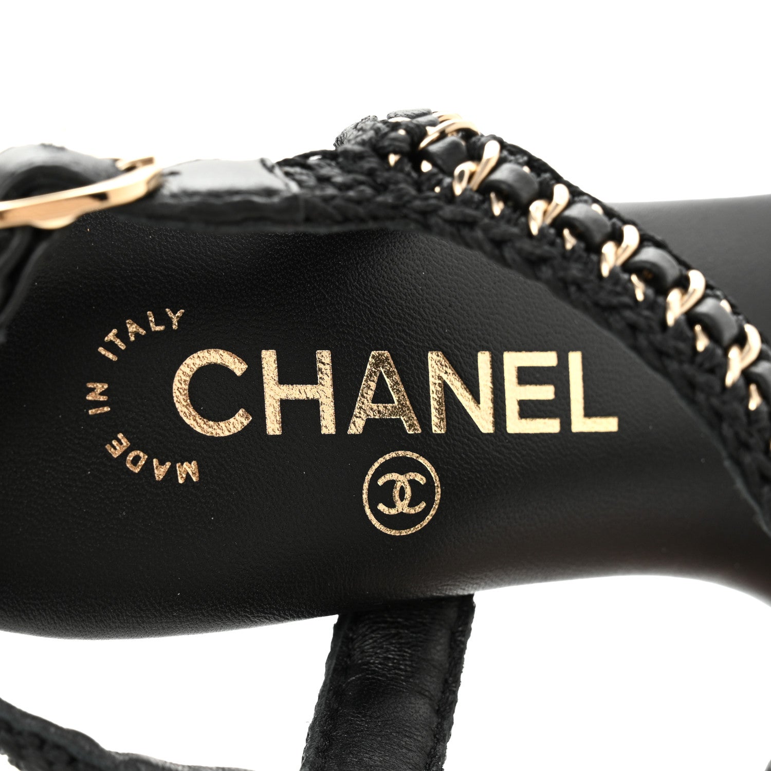 Chanel Lambskin CC Chain Braided Sandals 37 Black 7 of 11