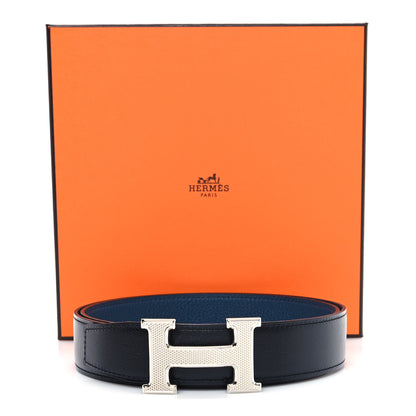Hermes Box Togo 32mm Guilloche H Belt 90 36 Black Bleu Nuit 5 of 5