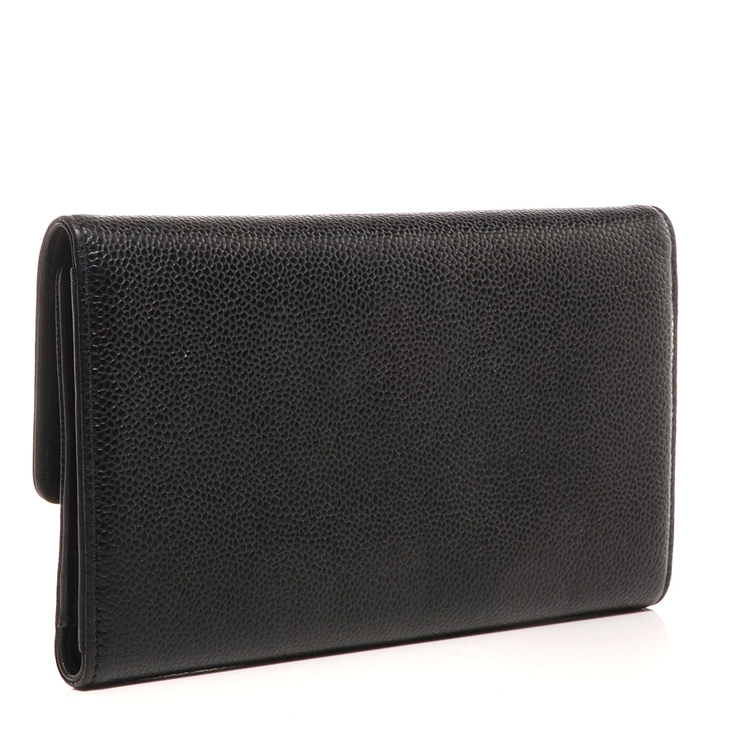 Caviar Long Flap Wallet Black