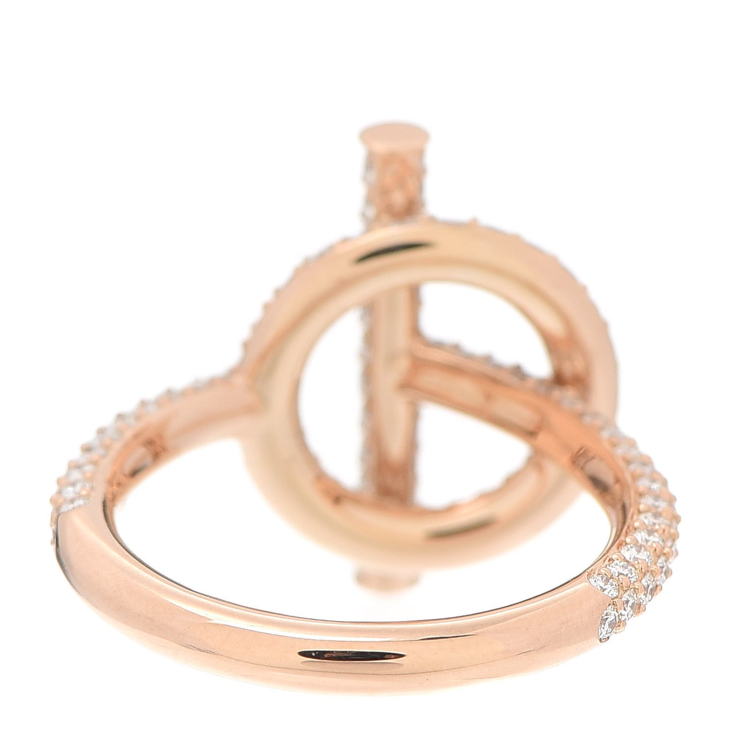 18K Rose Gold Diamond PM Echappee Full Pave Ring 52 6