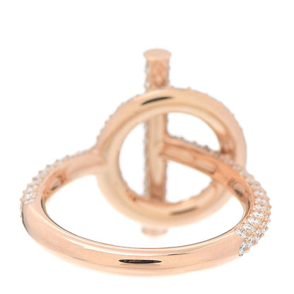 Hermes 18K Rose Gold Diamond PM Echappee Full Pave Ring 52 6 3 of 5