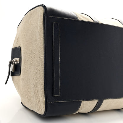 Prada Canvas Calfskin Duffle Beige Navy 9 of 9