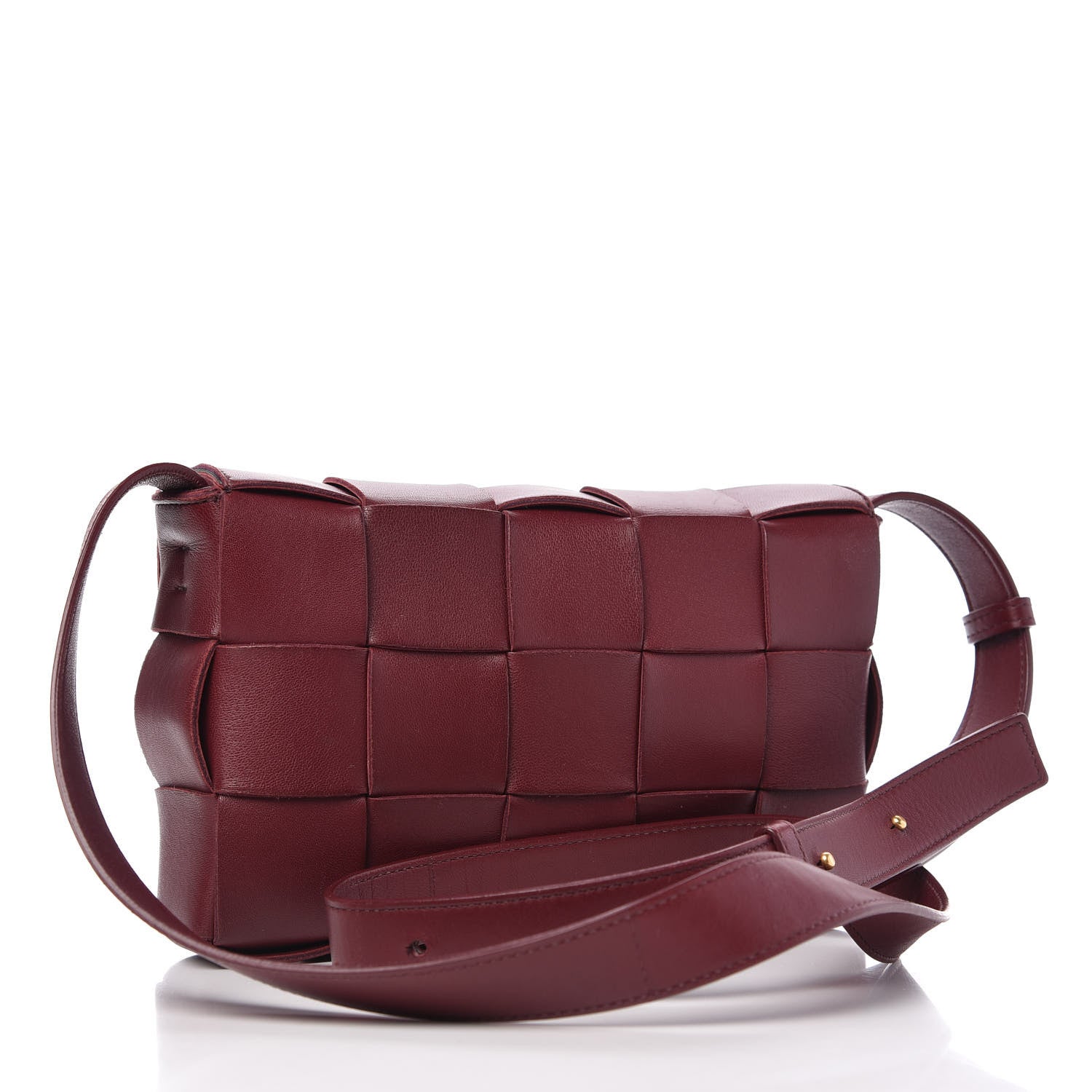 Bottega Veneta Lambskin Maxi Intrecciato Cassette Crossbody Bag Bordeaux 3 of 9
