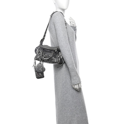 Balenciaga Agneau Arena Crystal Neo Cagole Handbag XS Silver 2 of 12