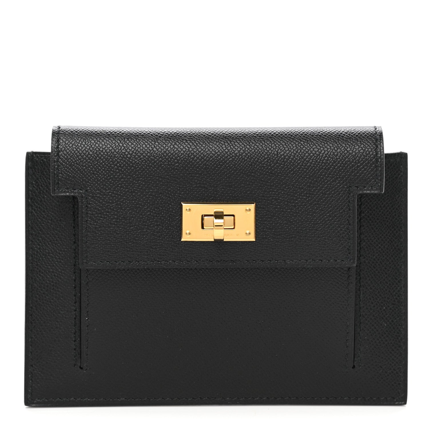 Hermes Madame Calfskin Kelly Pocket Compact Wallet Black 1 of 8