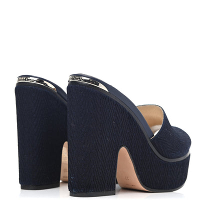 Jimmy Choo Woven Fabric DeeDee Platform Sanda 37 Blue 3 of 4