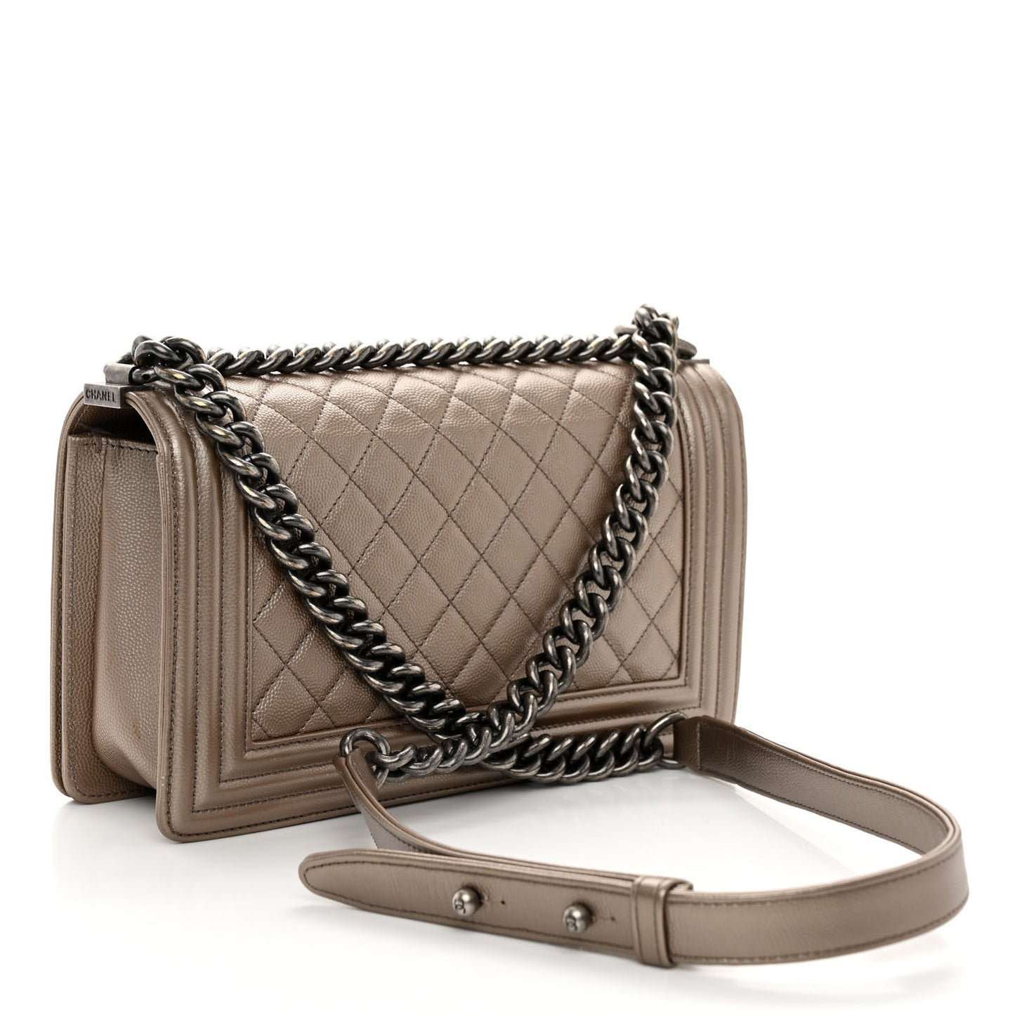 Metallic Caviar Quilted Medium Boy Flap Copper