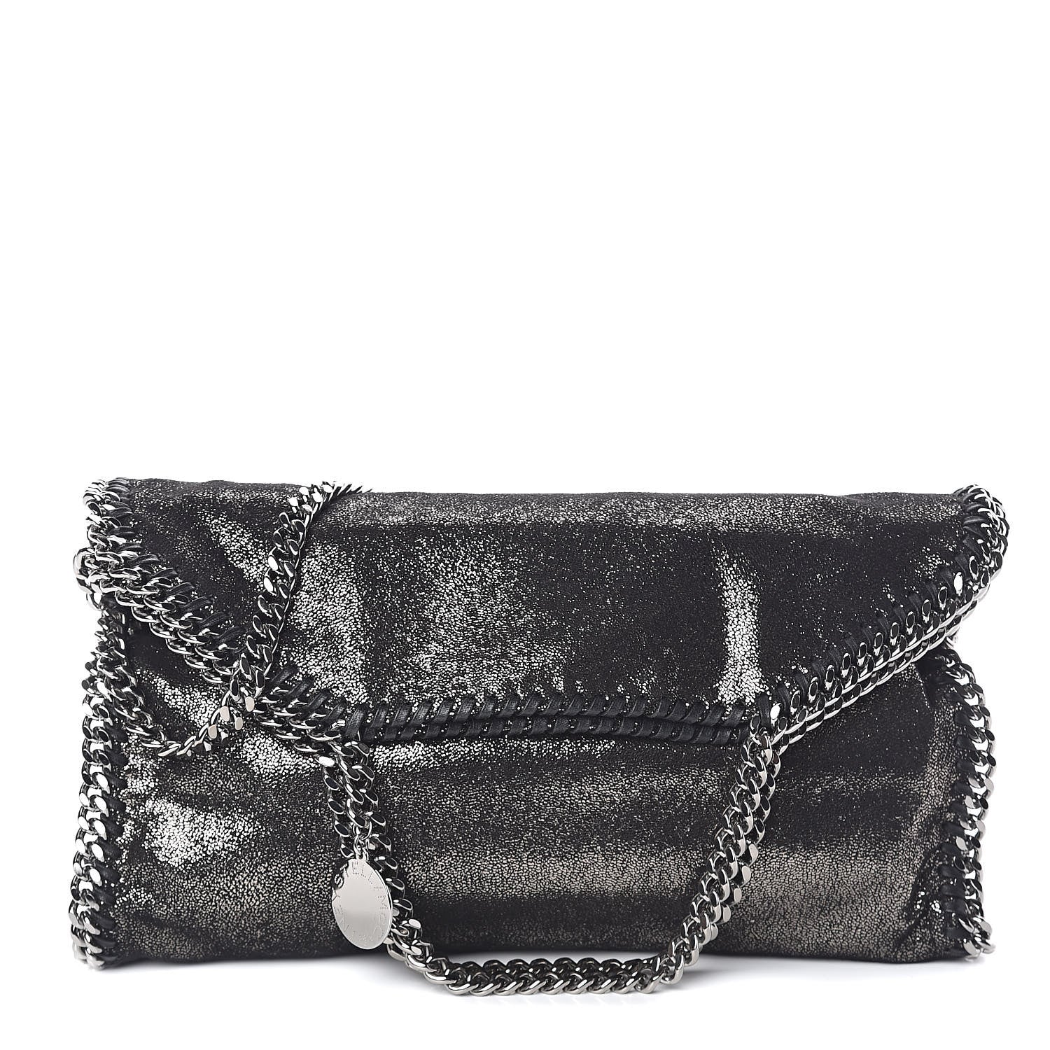 Stella McCartney Chamois Shiny Dotted Falabella Fold Over Tote Ruthenium 1 of 8