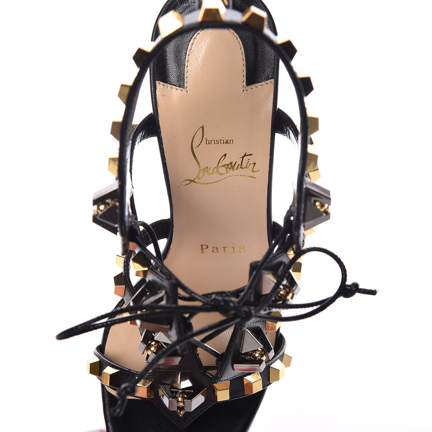 Christian Louboutin Kid Studded Multiplaticool 120 Sandals 37 Black 6 of 8