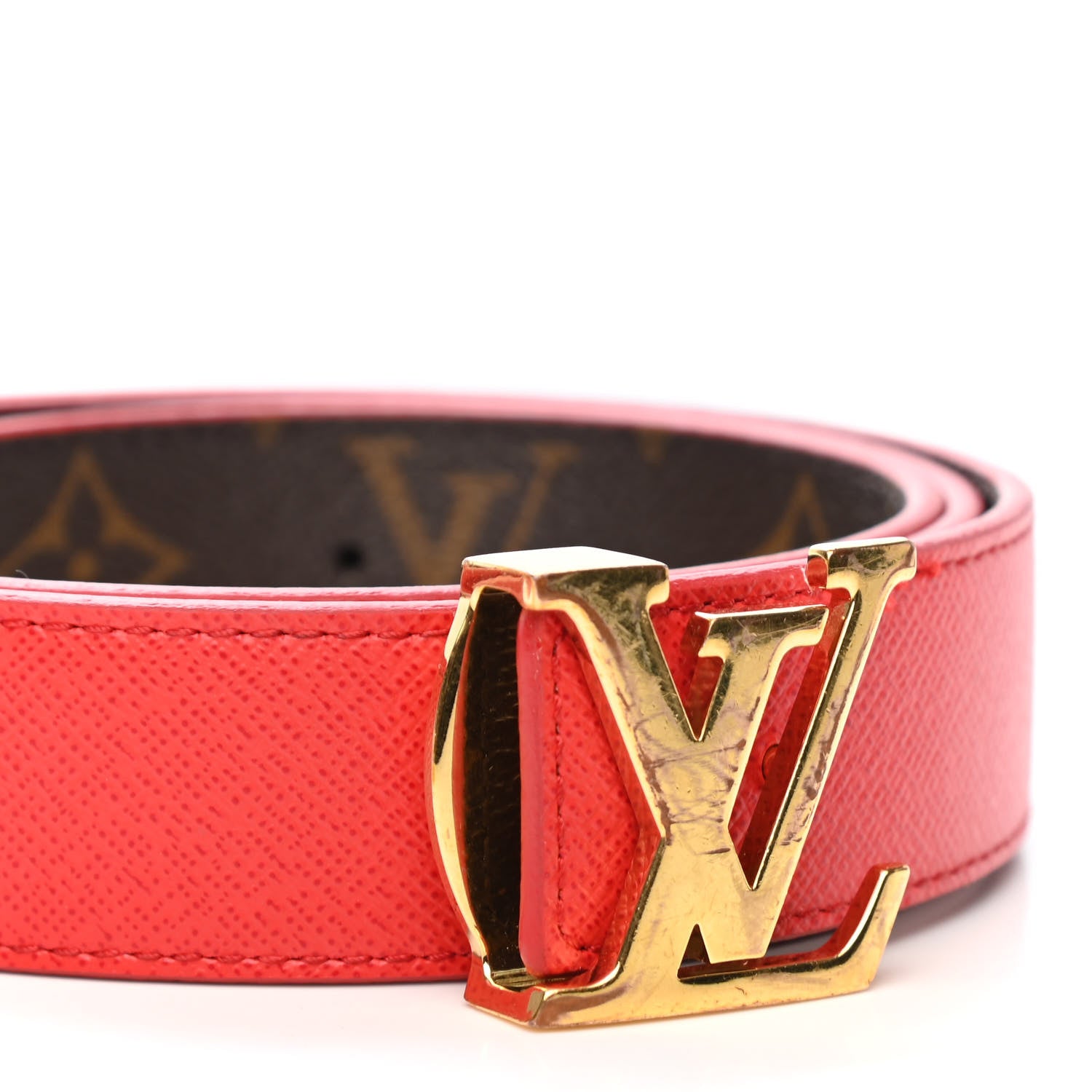 Louis Vuitton Calfskin Monogram 30mm LV Initiales Reversible Belt 85 34 Red 5 of 5