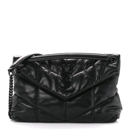 Saint Laurent Lambskin Quilted Monogram Monochrome Small Loulou Puffer Chain Satchel Black 1 of 15