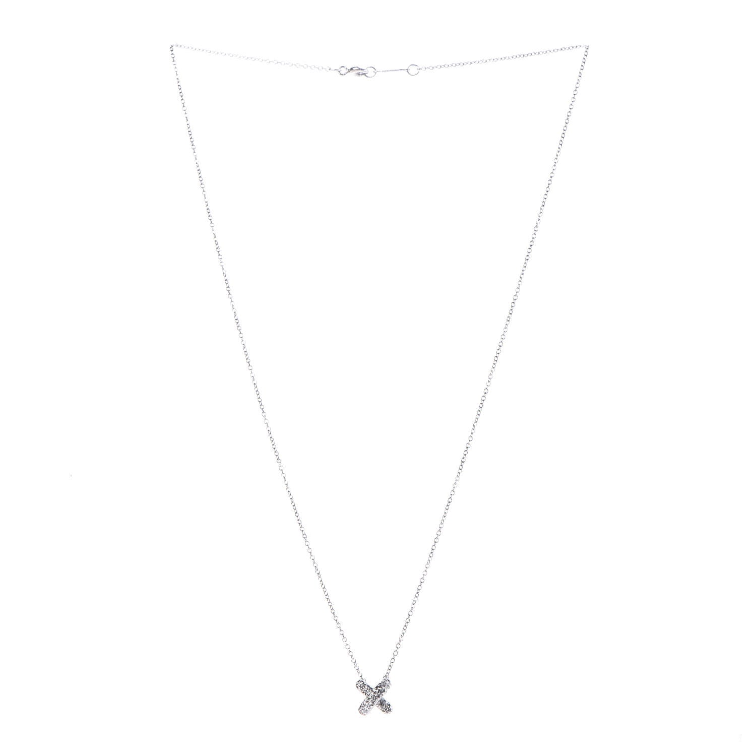 Tiffany Platinum Diamond Cross Stitch Pendant Necklace 3 of 6