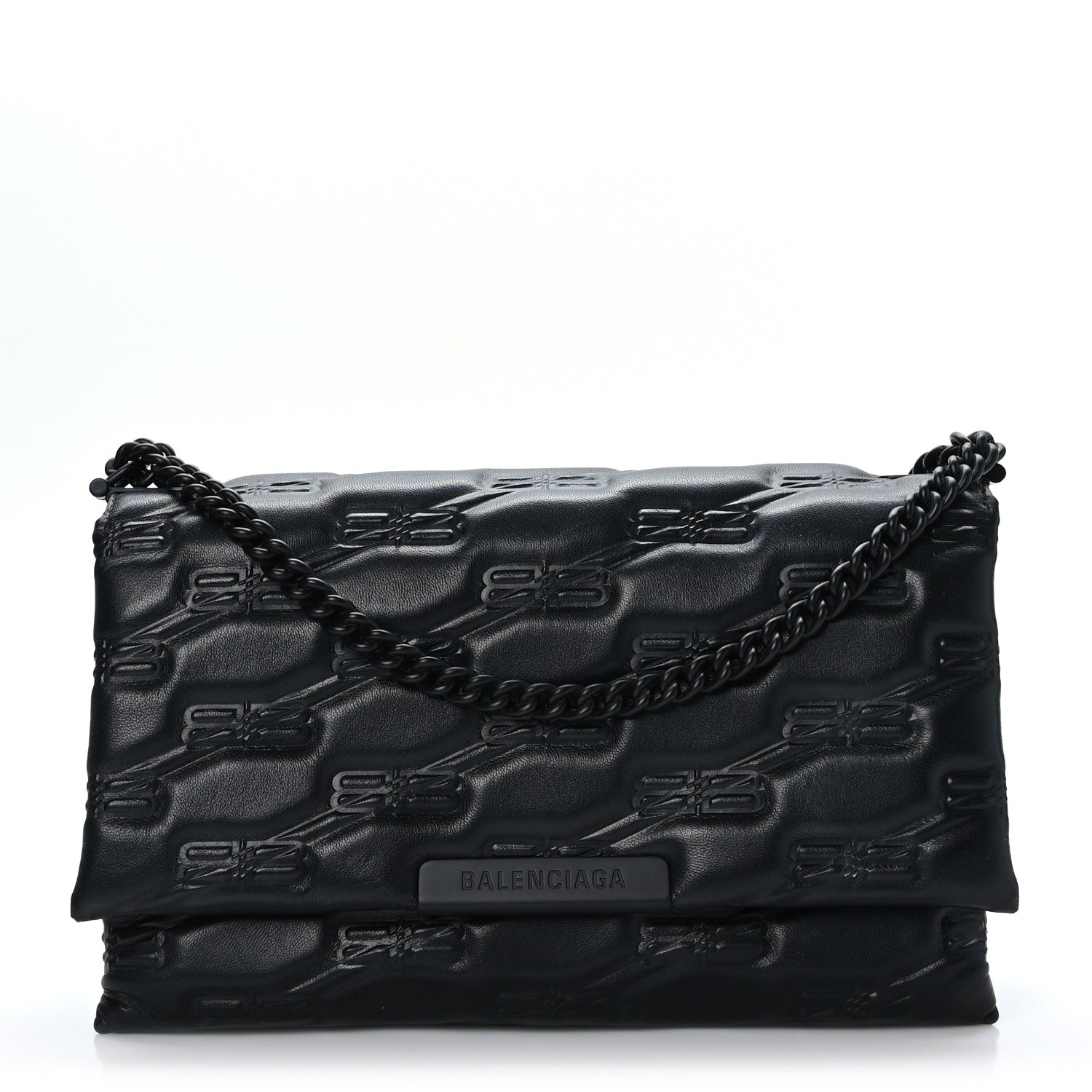 Balenciaga Nappa BB Monogram Embossed Medium Triplet Bag Black 1 of 9