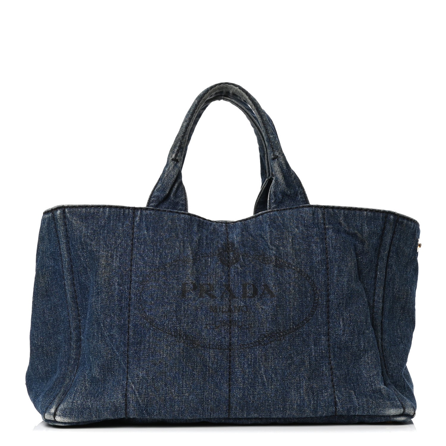 Prada Denim Logo Tote Bleu 1 of 5