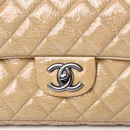 Chanel Crinkled Patent Calfskin Quilted East West Flap Light Beige 9 of 12