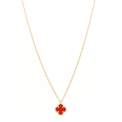 Van Cleef & Arpels 18K Rose Gold Carnelian Sweet Alhambra Pendant Necklace 1 of 6