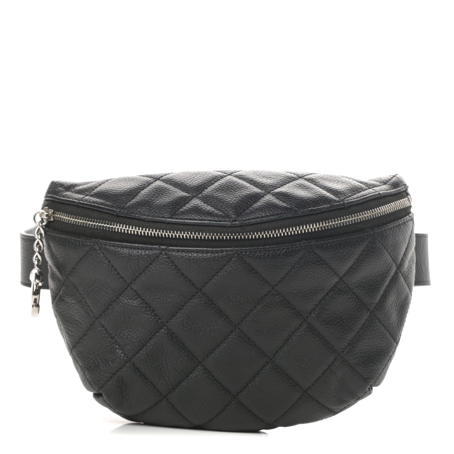 Grained Calfskin Quilted Waist Belt Bag Black