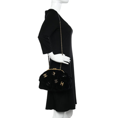 Chanel Velvet Enamel CC Kiss Lock Clutch Black 2 of 12