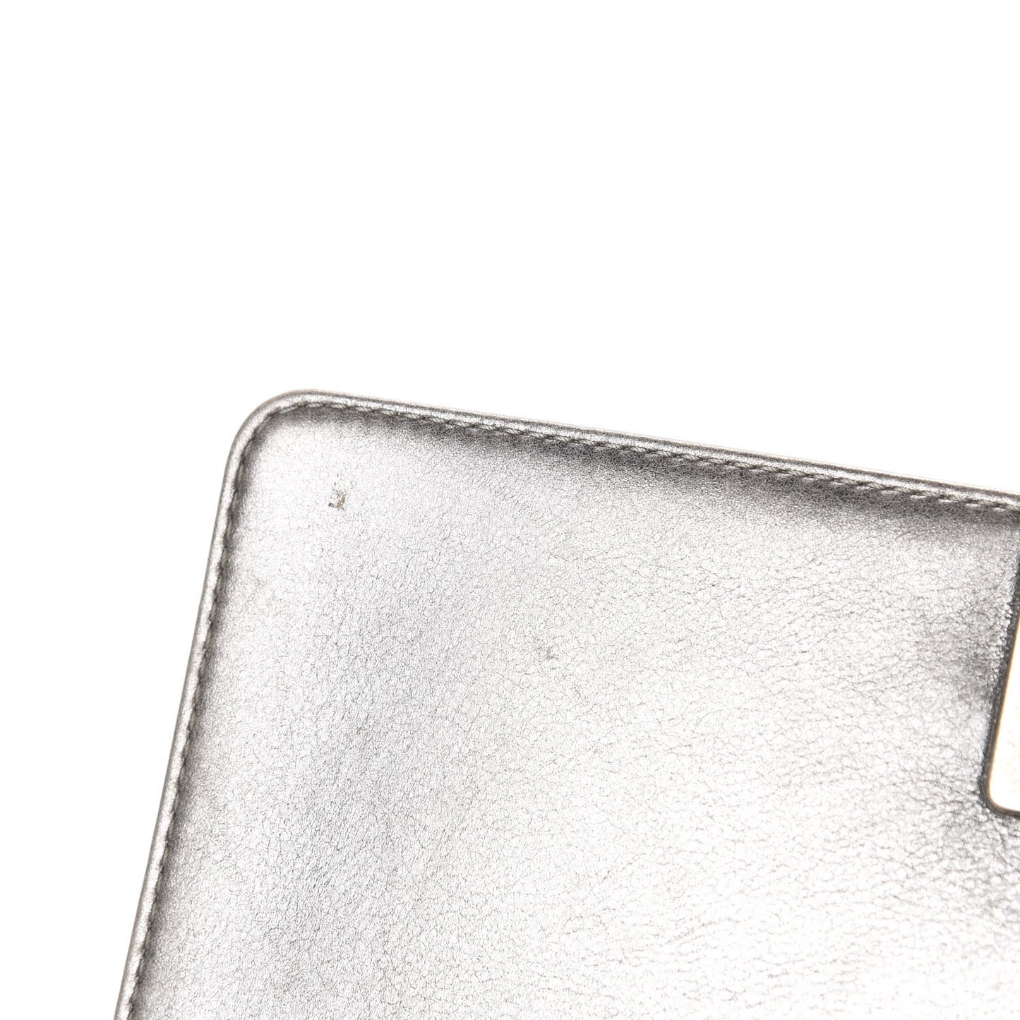 Metallic Calfskin Quilted Medium Boy Flap Silver