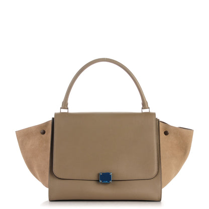 Celine Drummed Calfskin Suede Large Trapeze Souris 1 of 7