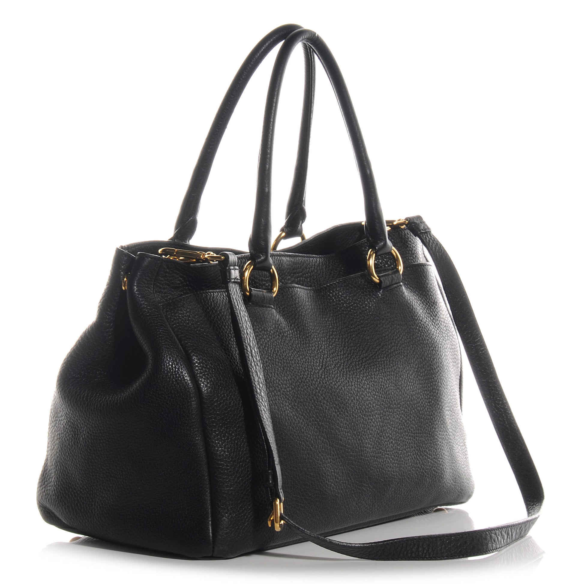 Prada Vitello Daino Tote Black 3 of 10
